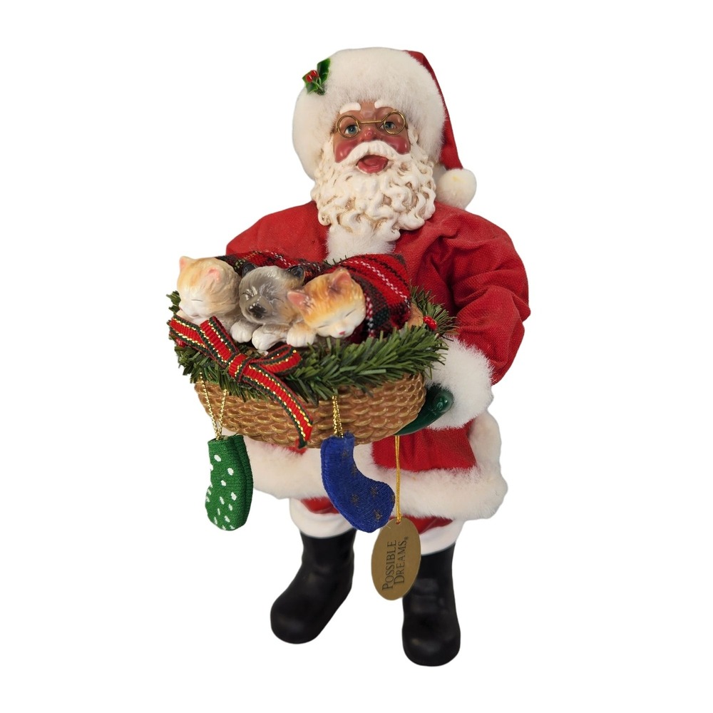 Possible Dreams Santa Claus With 3 Kittens Cat 713315  Clothtique Christmas READ